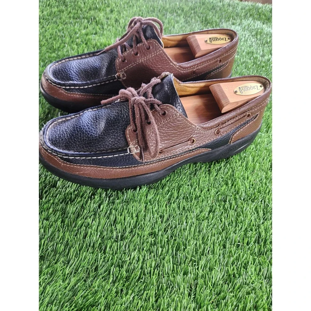 Dr. Comfort Patrick Shoes Mens Size 11 M Brown Black Leather Boat Lace Up Casual